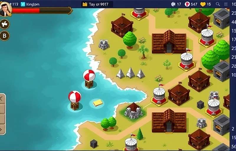Cumin Rise Power Kingdom Building Cumin Rise Power gameplay showing a player's developed kingdom with various buildings and military units